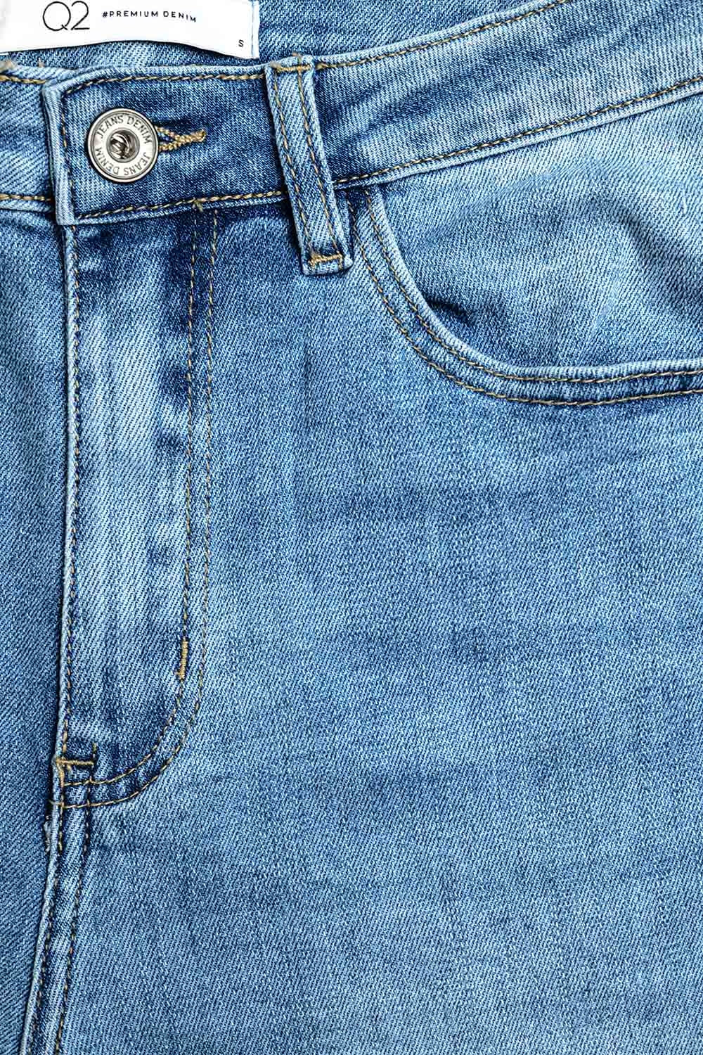 Jean à ourlet retroussé Bleu moyen