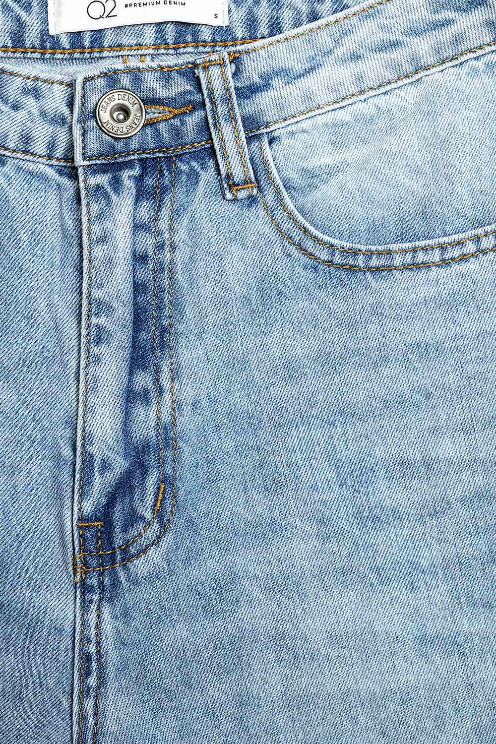Jean droit taille haute à délavage clair