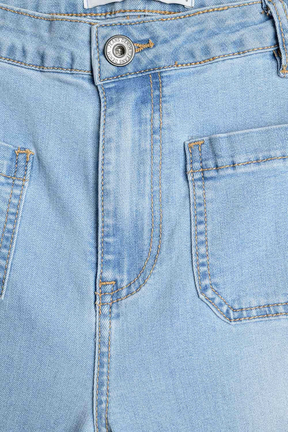 Jean skinny évasé délavé avec poches sur le devant
