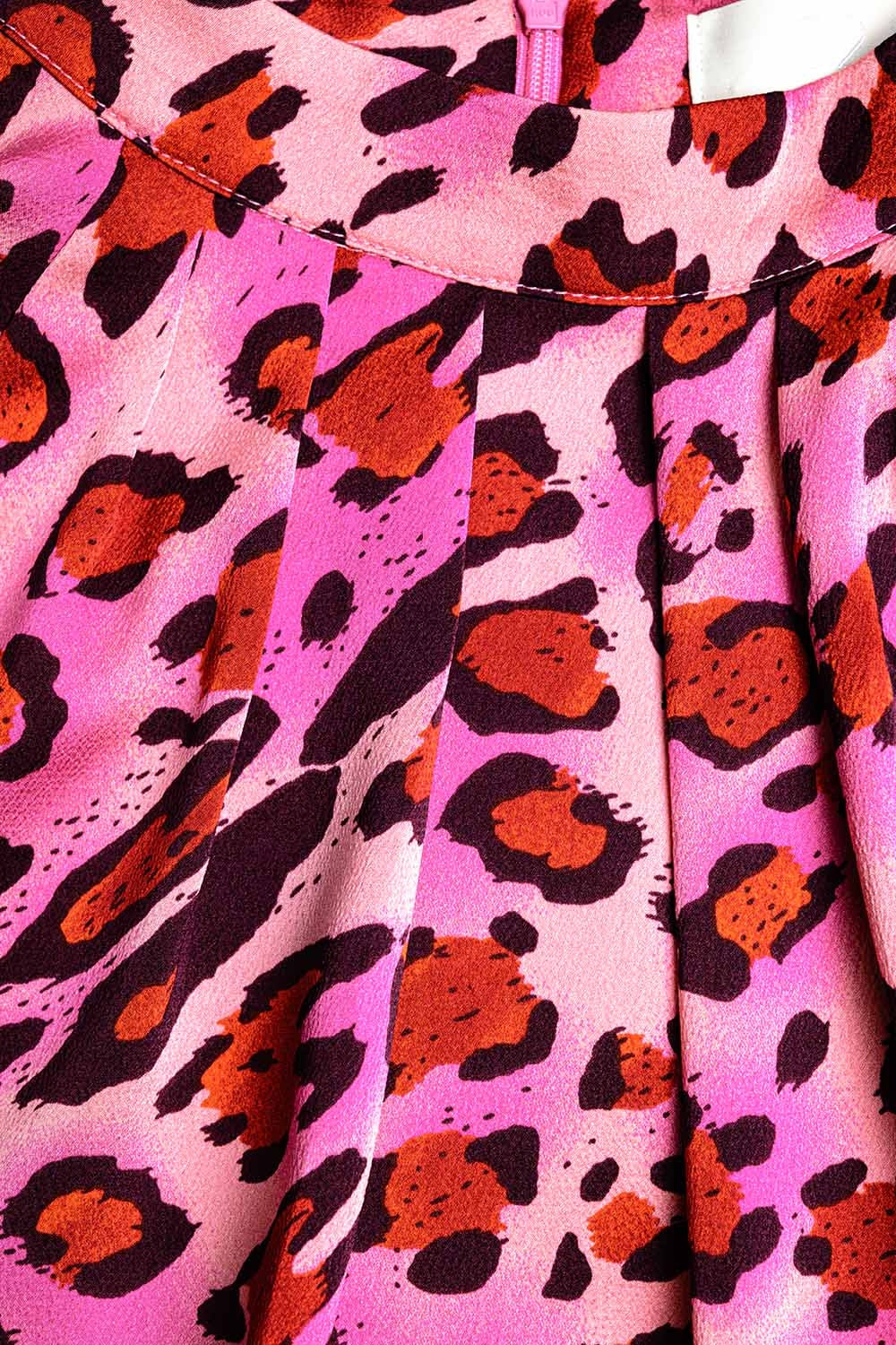 Blouse à Manches Longues Imprimé Léopard Fuchsia Tendance
