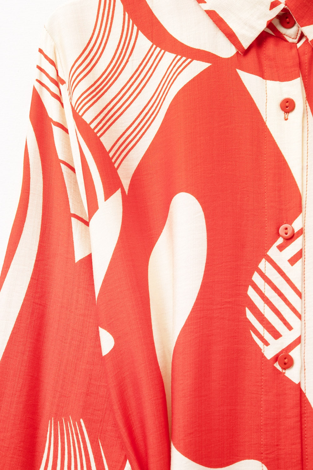 robe boutonnée à imprimé abstrait rouge