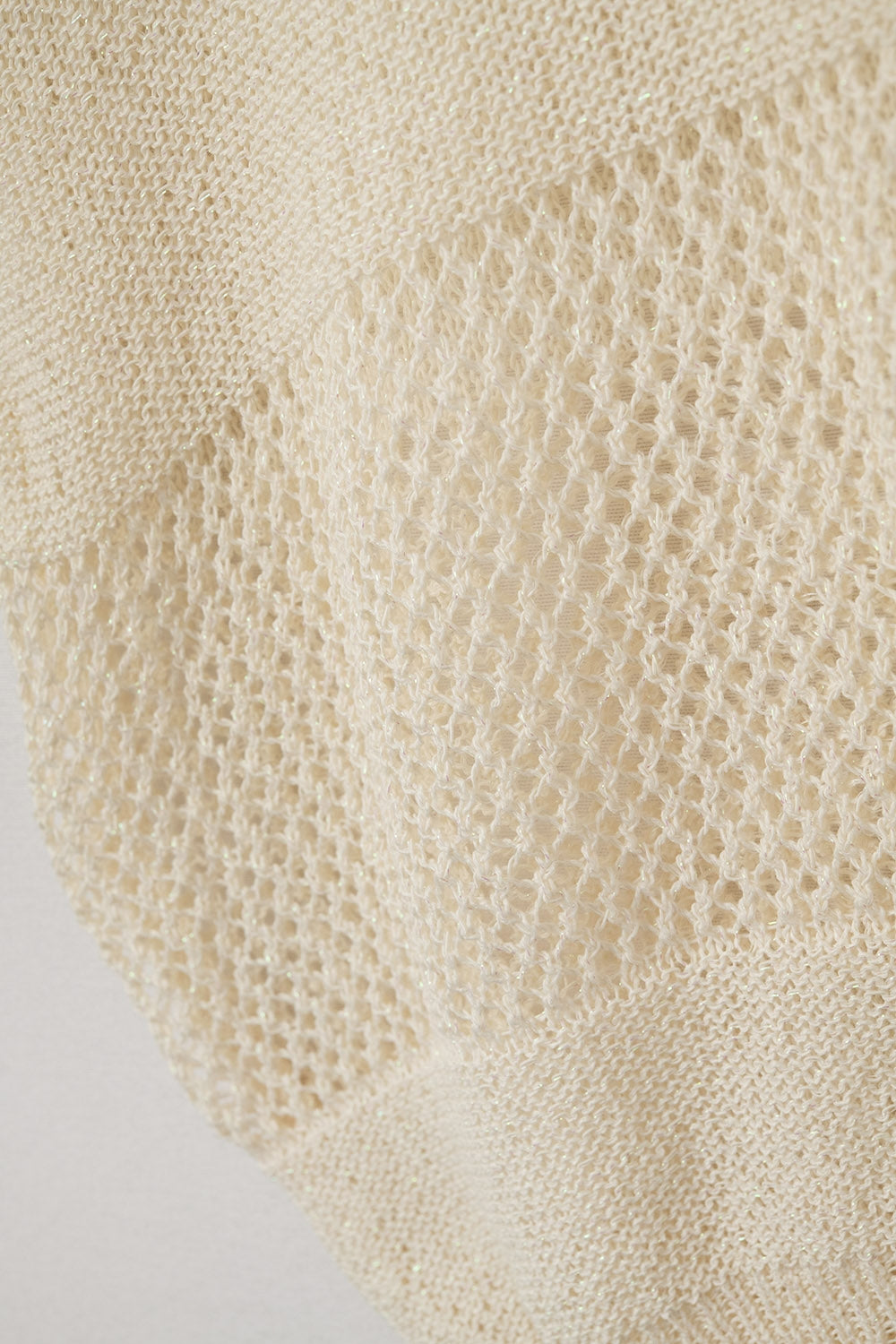 Débardeur Beige en Crochet avec Maille Ouverte