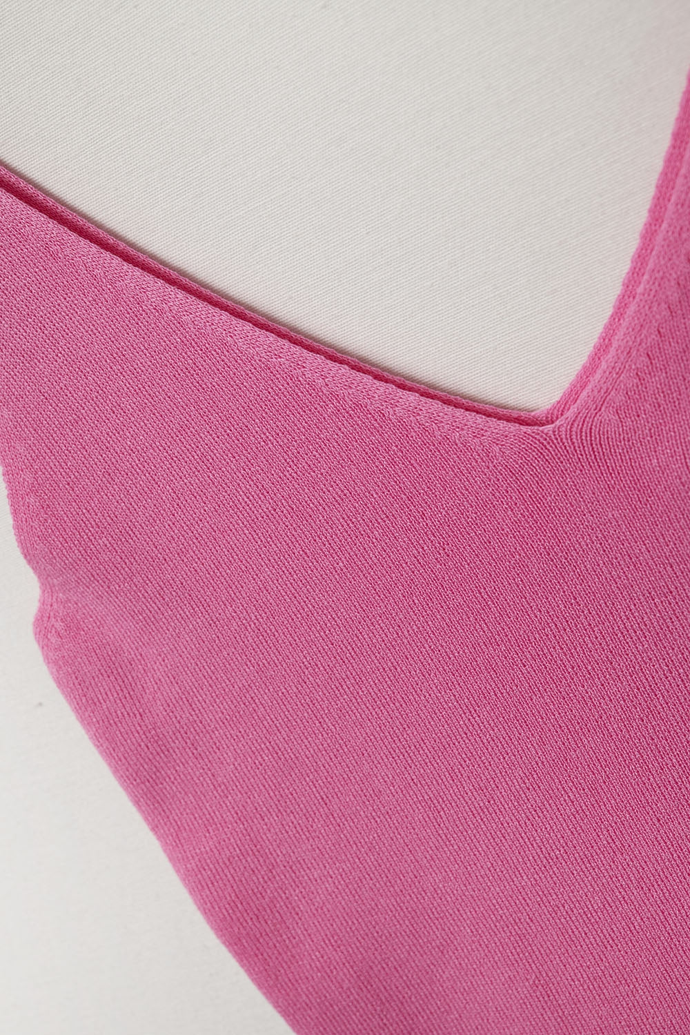 Débardeur Confortable en Maille Côtelée Fuchsia