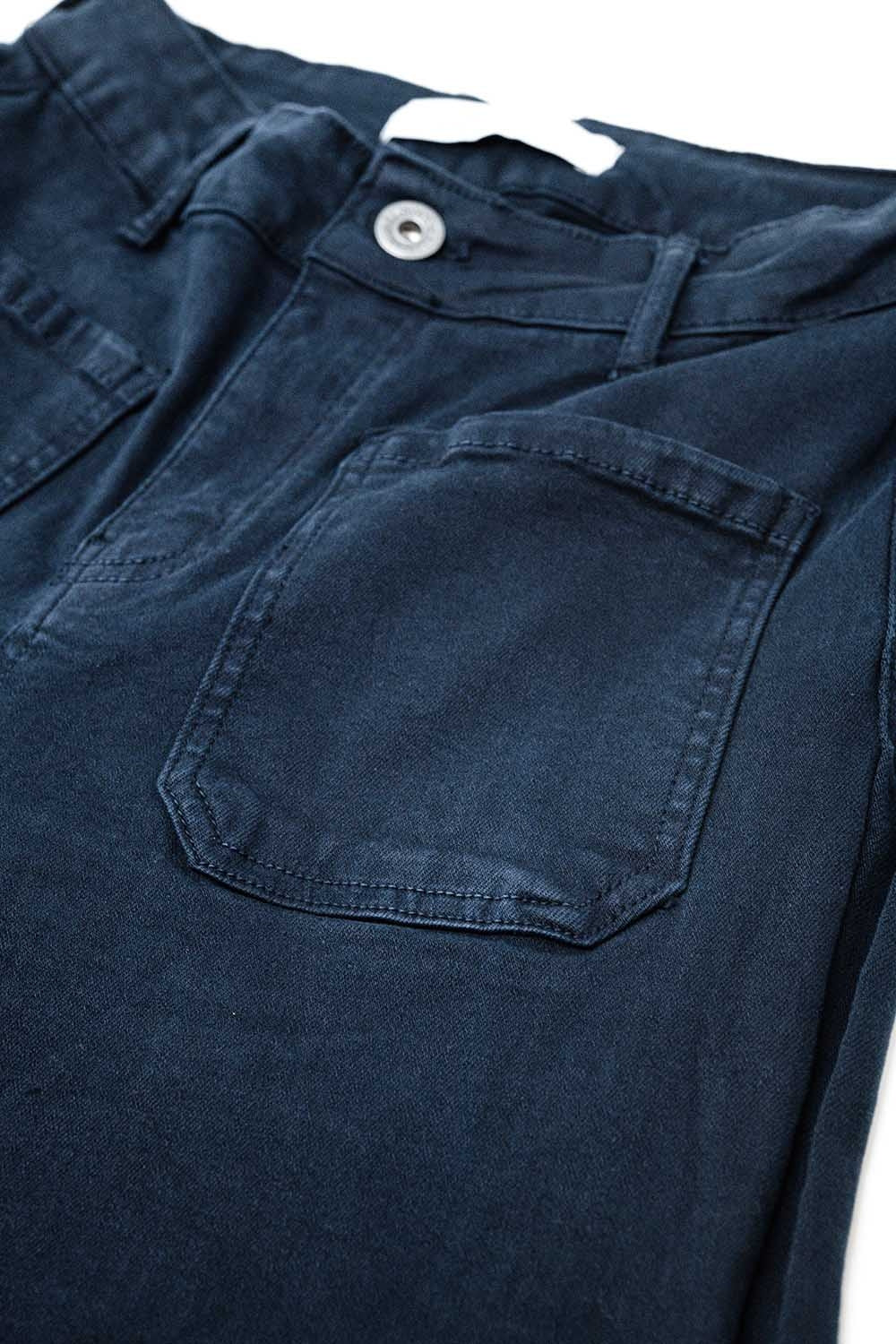 Jean à jambe large et à taille haute marine foncée