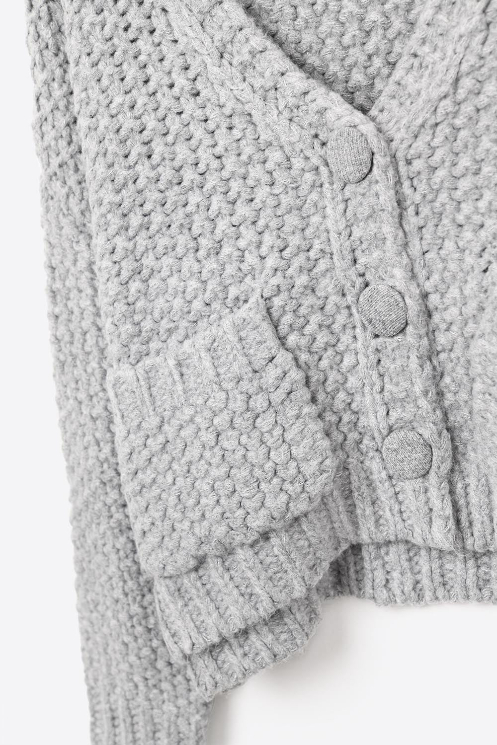 Veste oversize en maille épaisse grise avec poches