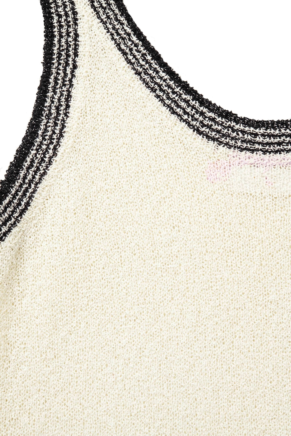 Débardeur en tricot crème avec bordures noires