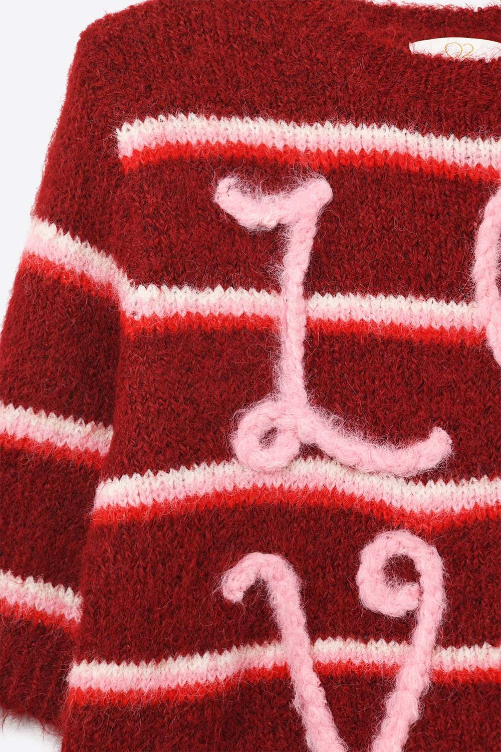 Pull Love brodé à manches courtes en bourgogne