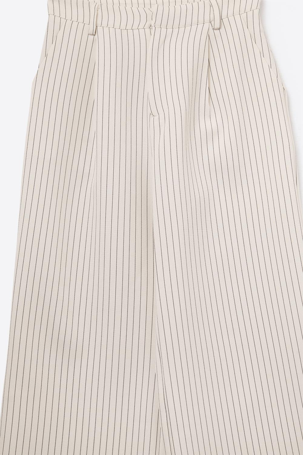 Pantalon large à rayures chic de couleur crème avec coupe doublée