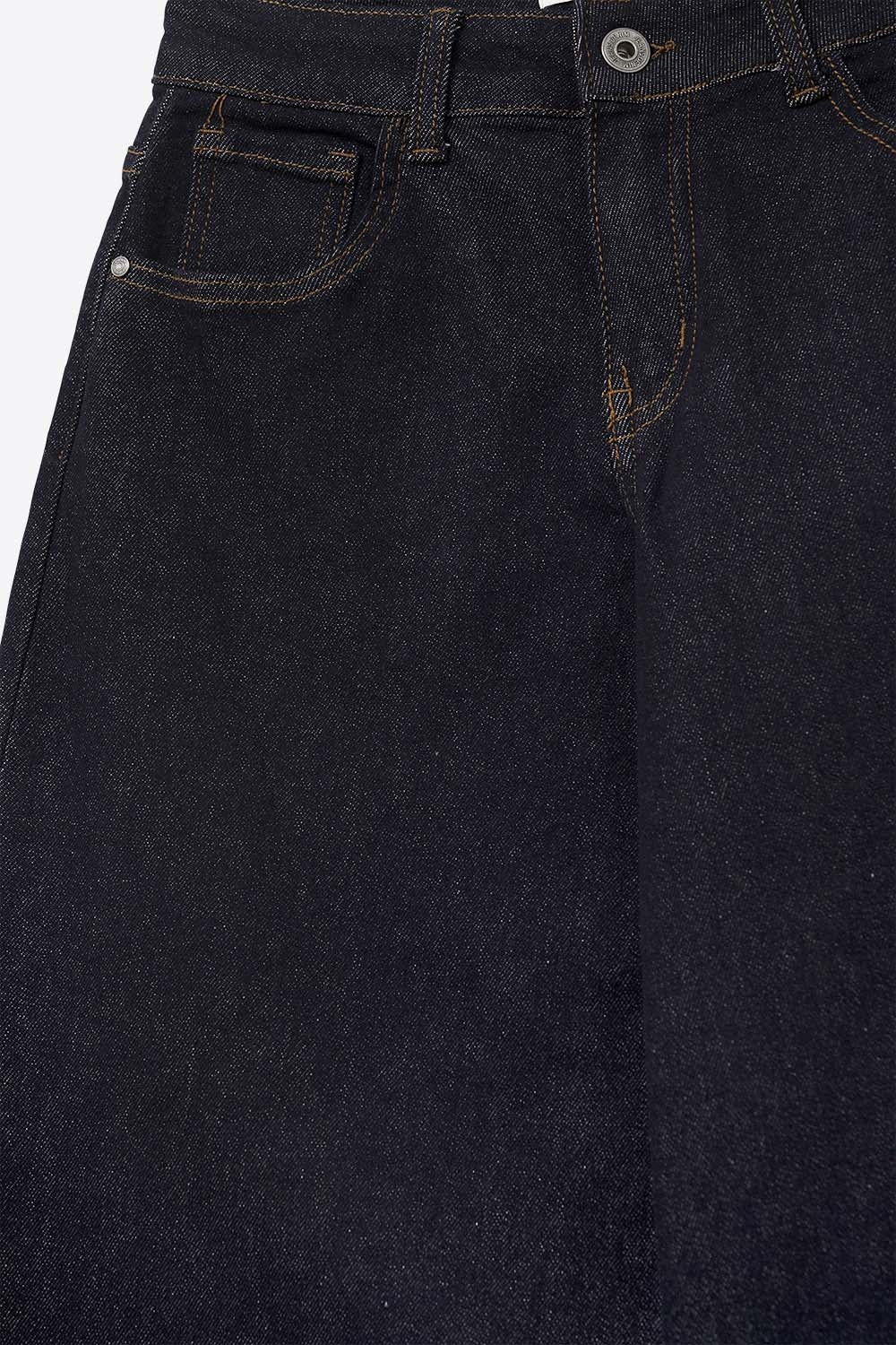 Jeans à jambe large Dark Wash avec surpiqûres contrastées