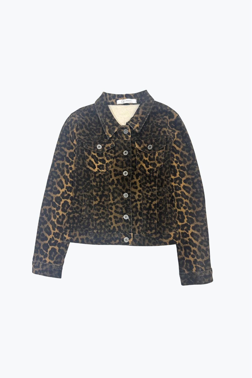Veste en jean imprimé léopard en tissu denim