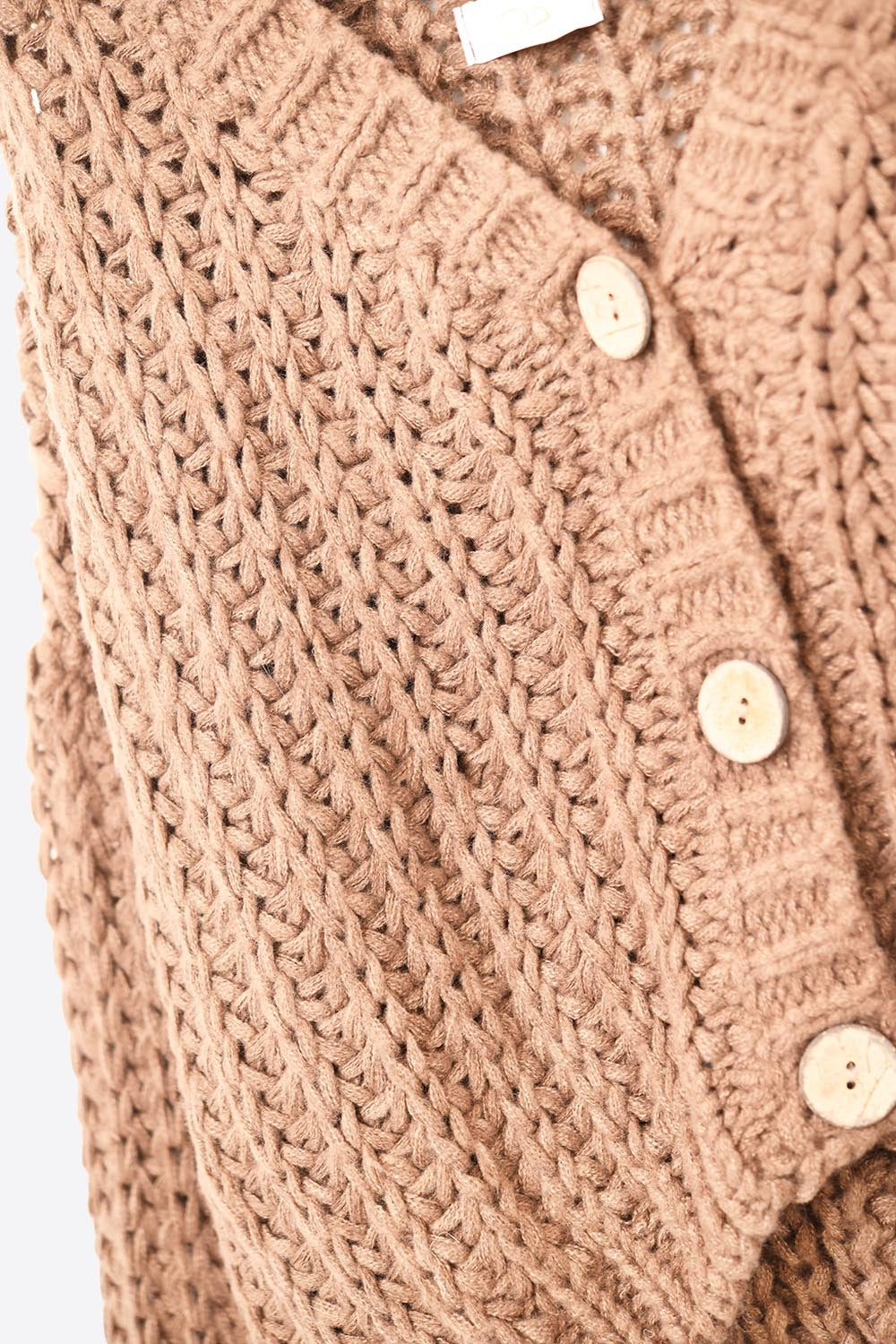 Gilet en grosse maille ajourée marron