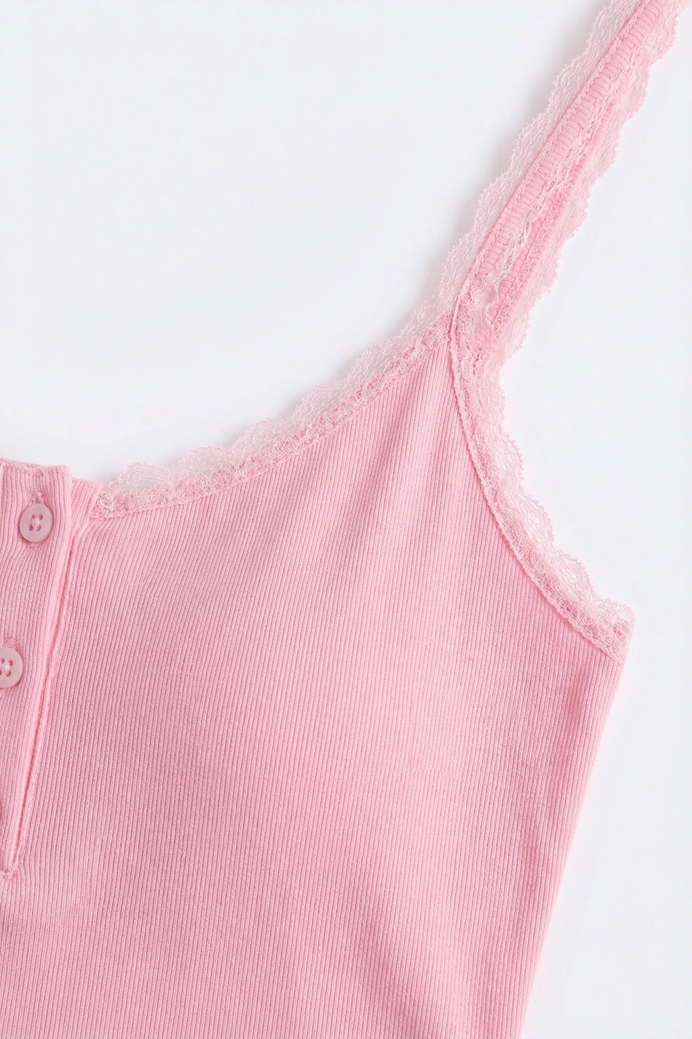 Débardeur en maille côtelée rose à boutons sur le devant avec détails de boutons