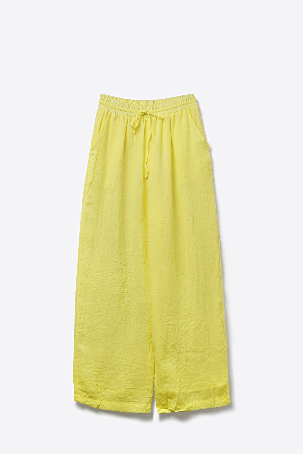 Pantalon jaune large à cordon avec tissu transparent
