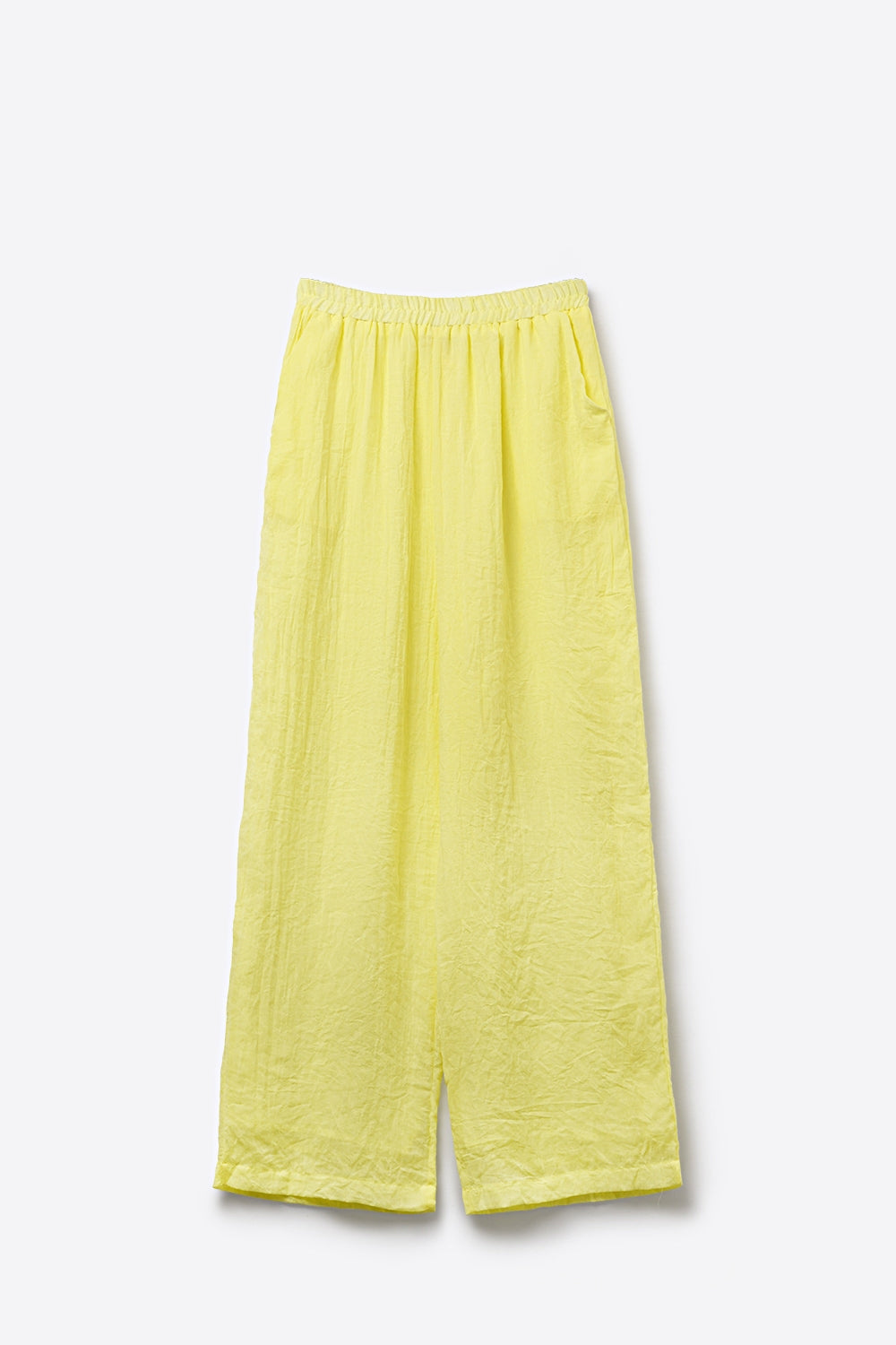 Pantalon large jaune avec tissu transparent