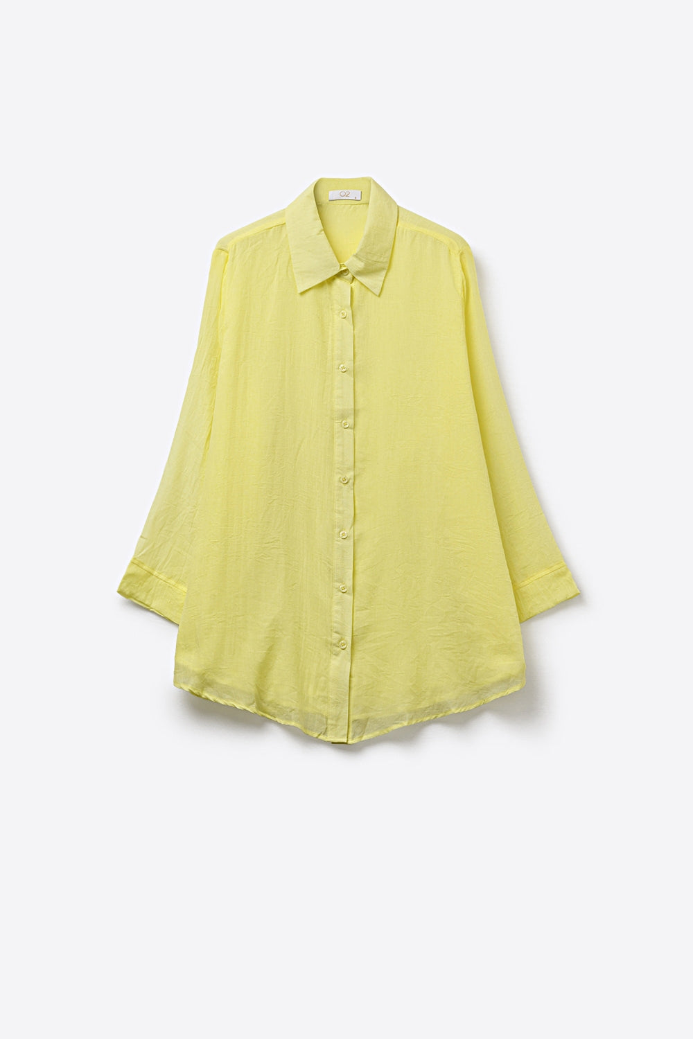 Chemise longue décontractée jaune avec tissu transparent