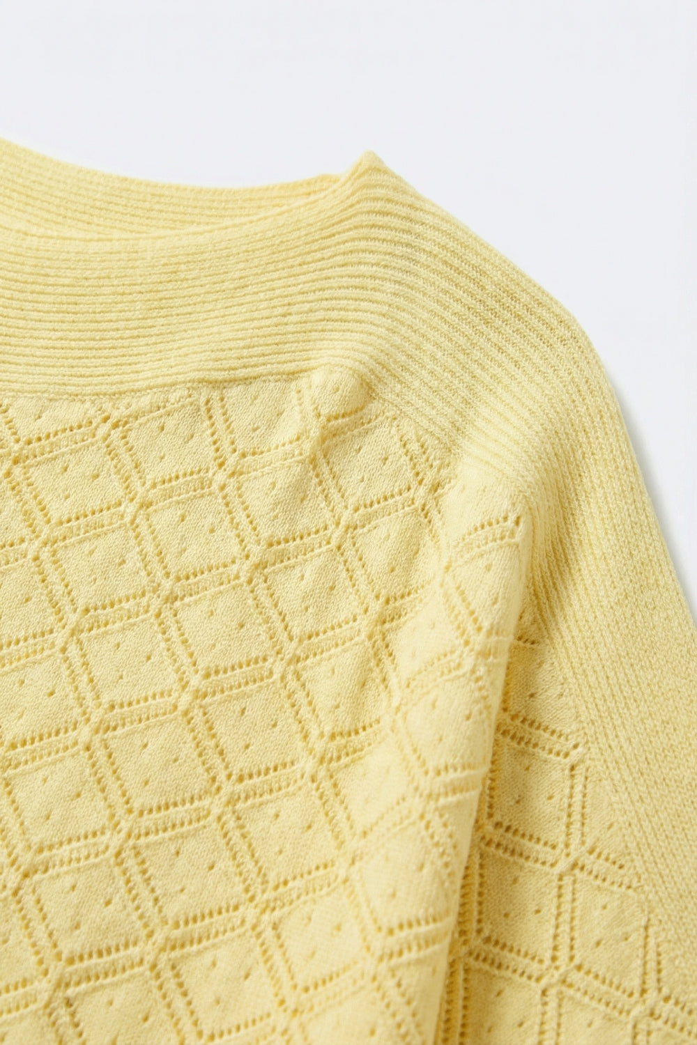 pull à manches courtes en maille texturée motif en jaune