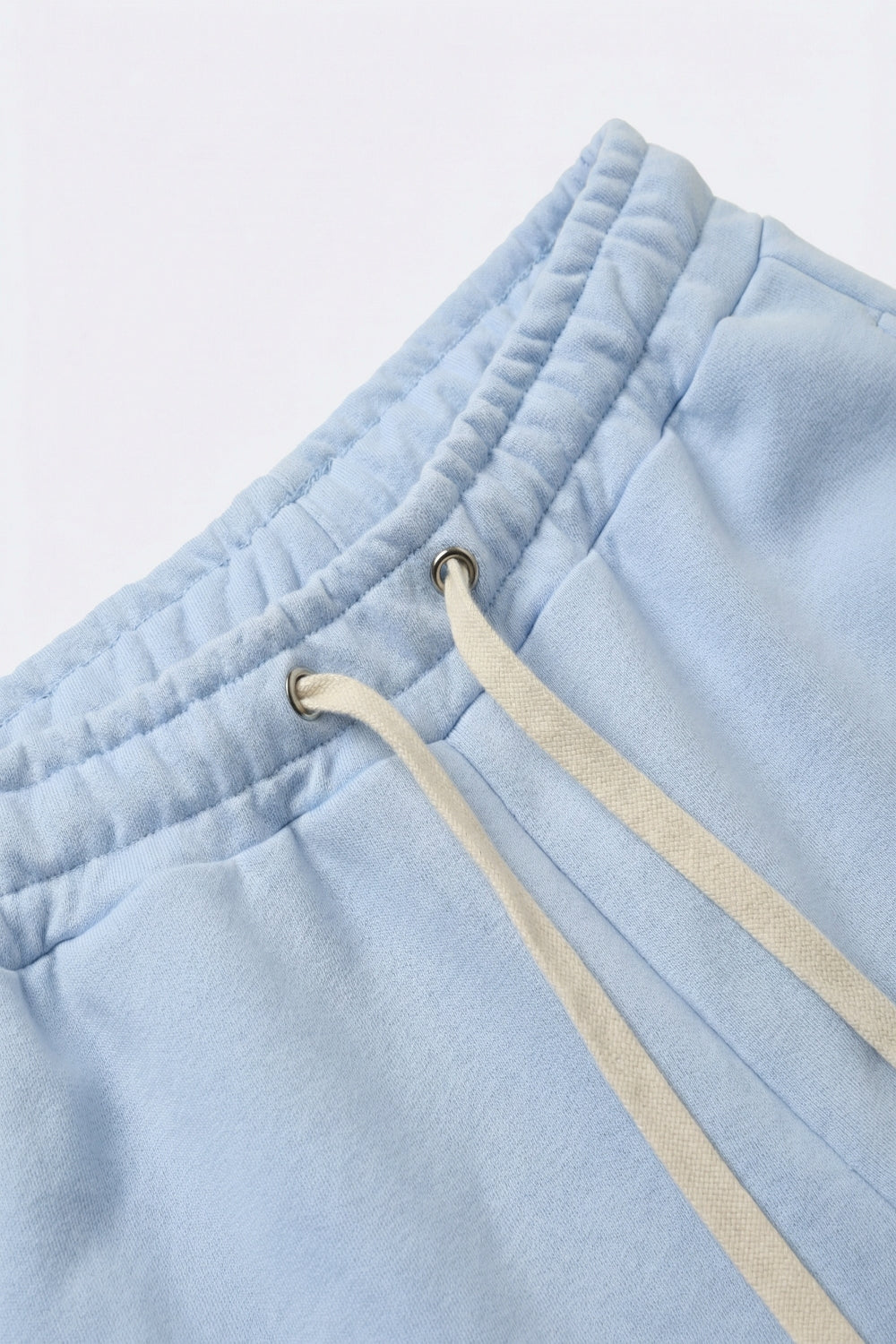 Pantalon de survêtement à coupe droite en tricot bleu ciel avec taille élastique et cravate