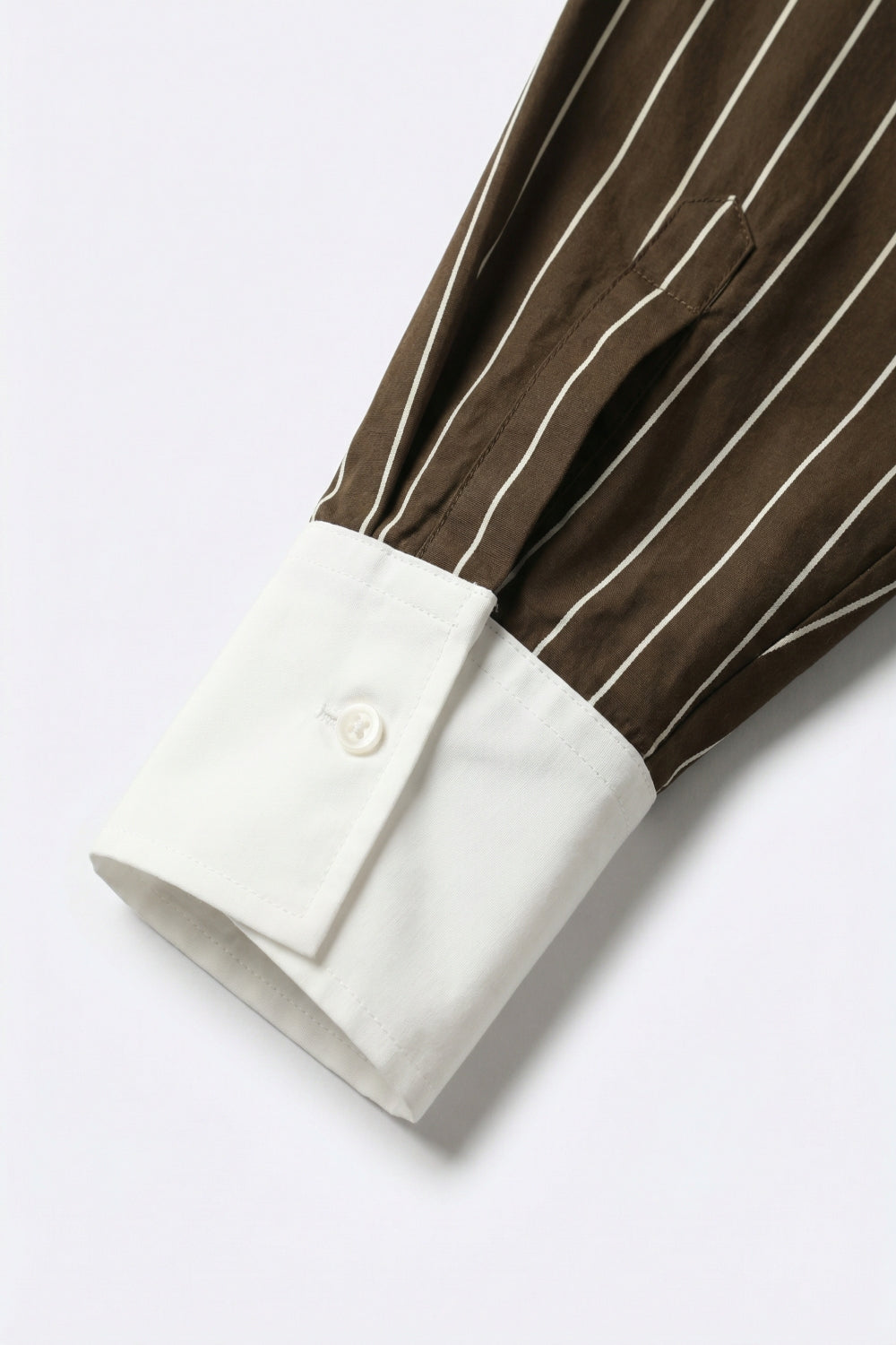 Brown Striped Long Sleeve Button-Up Shirt Dress