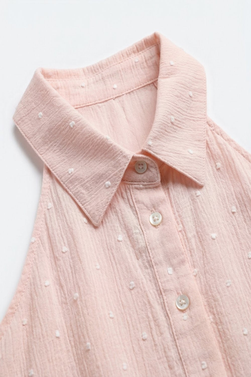 Chemisier sans manches avec col en Swiss Dot rose