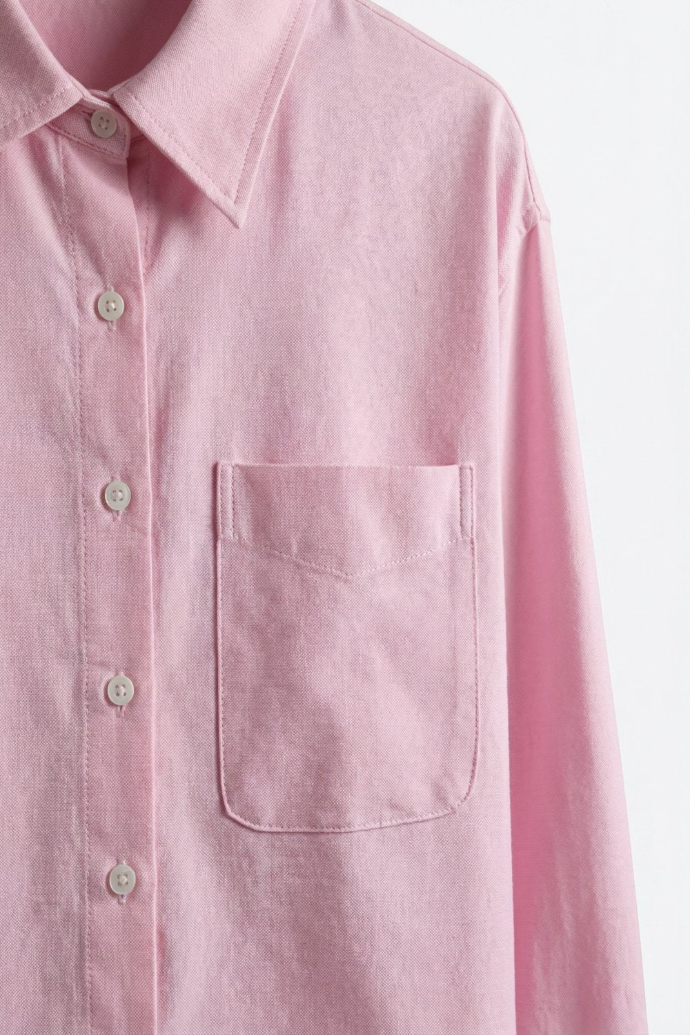 Chemise courte rose à boutons avec col
