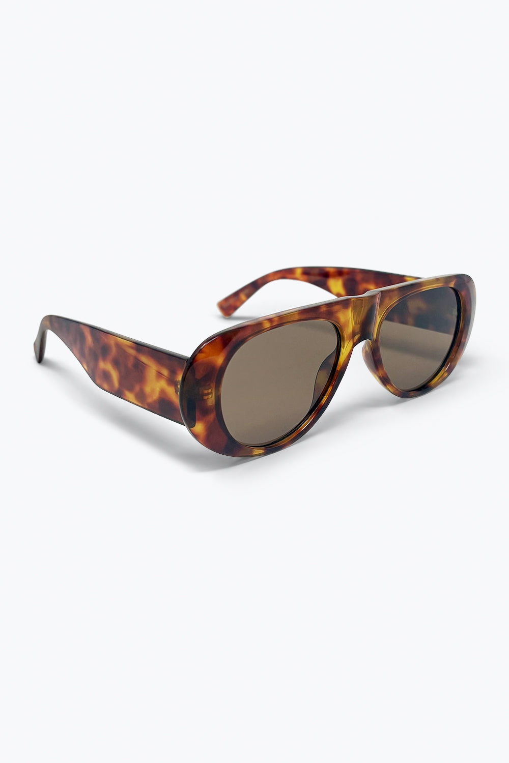 Lunettes de soleil pour femmes à monture surdimensionnée marron tortue