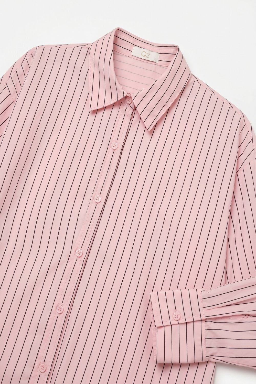 Chemise légère à rayures longues en rose clair