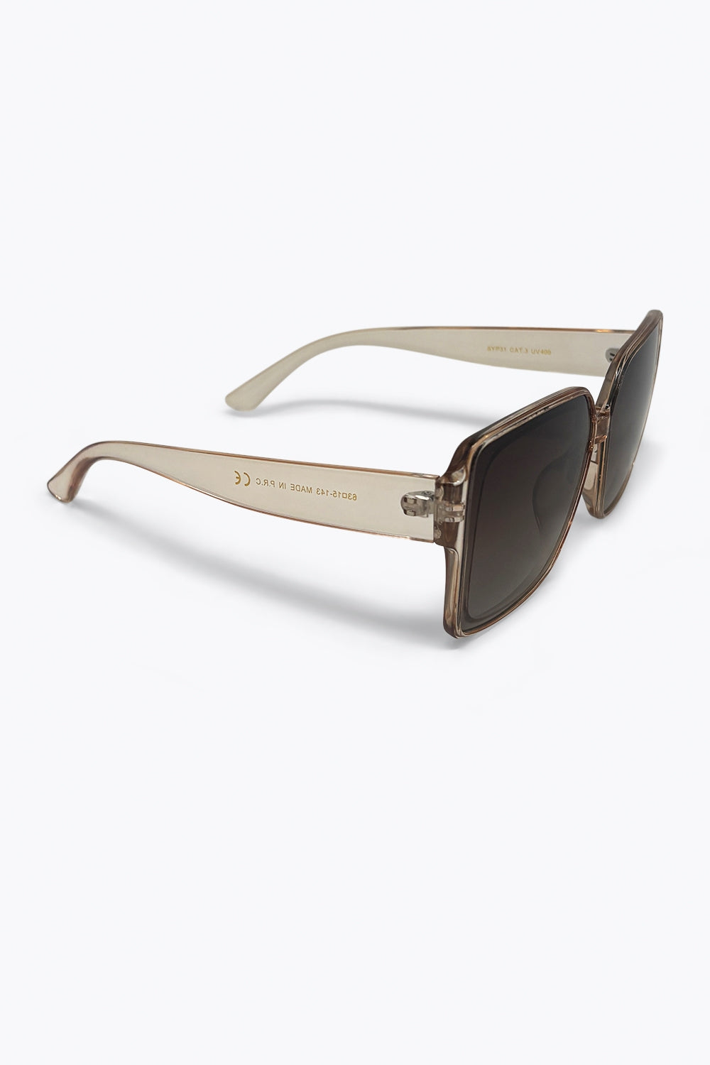 Lunettes de soleil carrées oversize à monture transparente marron et verres dégradés