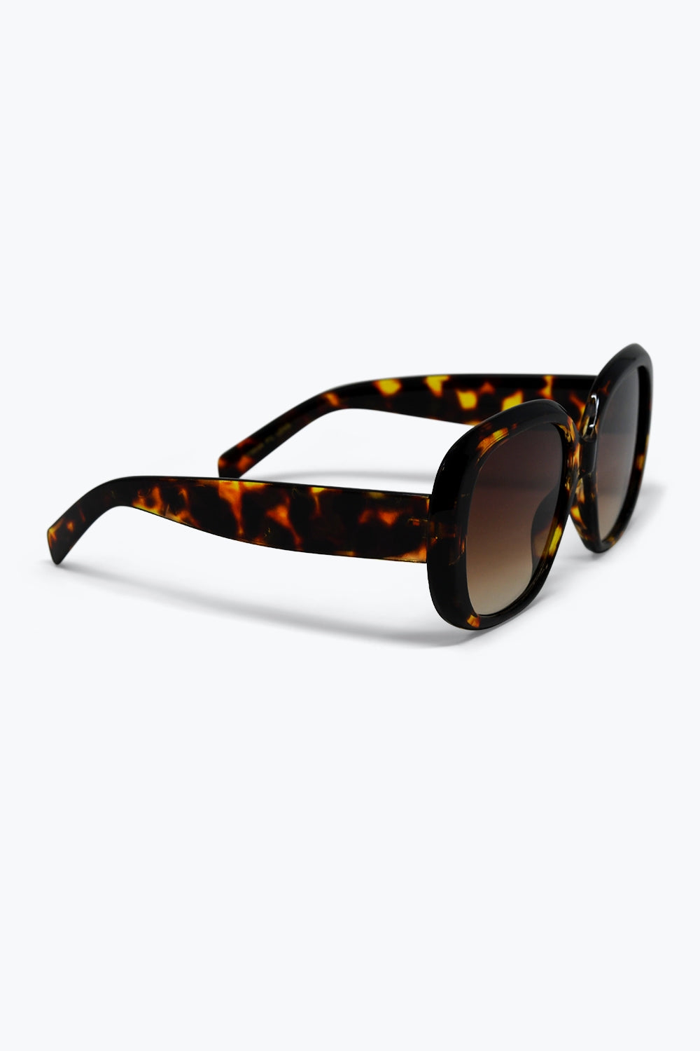 Lunettes de soleil à monture carrée oversize en acrylique écaille de tortue marron