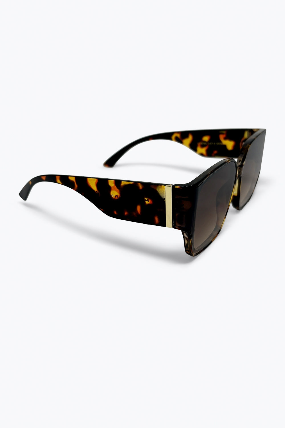 Lunettes de soleil surdimensionnées à monture carrée en écaille de tortue marron avec verres dégradés