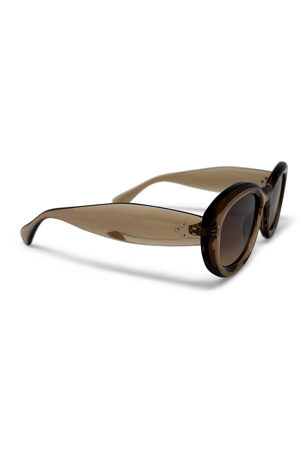 Lunettes de soleil à monture ovale marron en acétate translucide avec verres dégradés