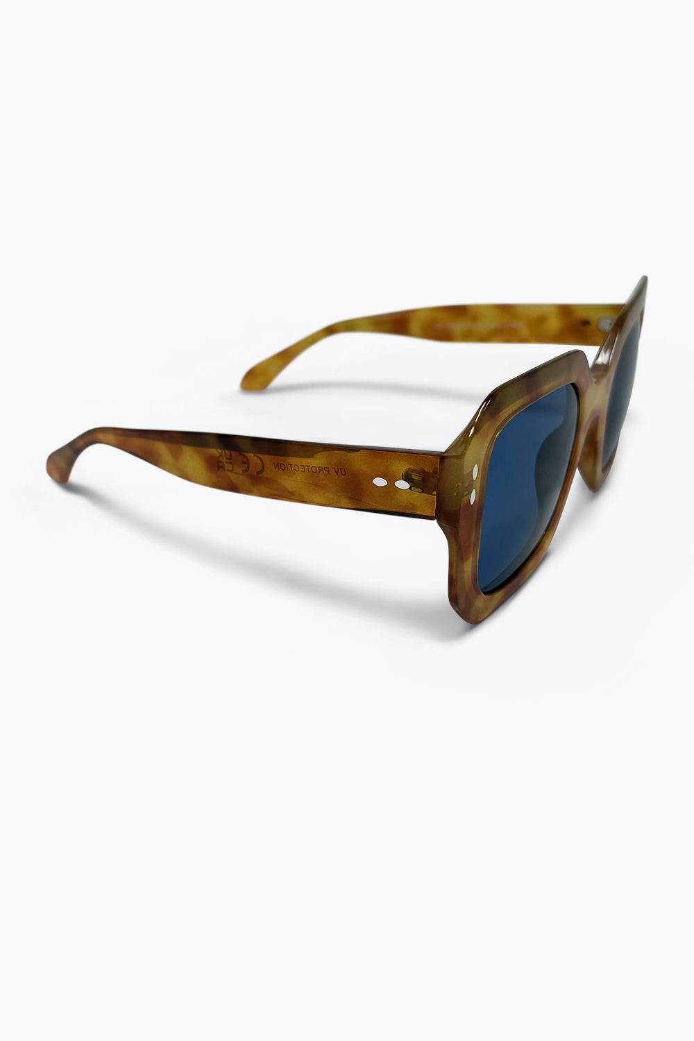 Lunettes de soleil surdimensionnées à monture carrée écaille de tortue marron et verres bleus