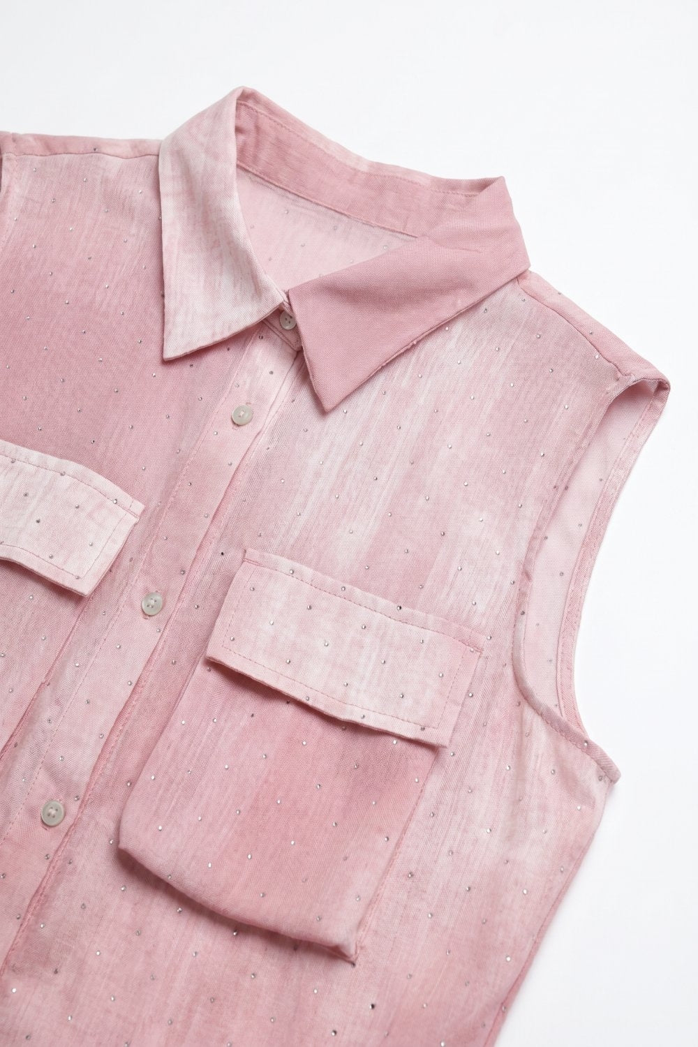 Blouse rose tie-dye avec embellissements en strass