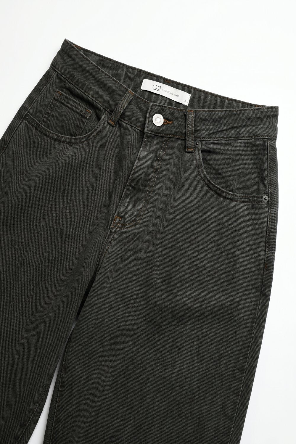 Jean large en denim vintage kaki avec couture au genou