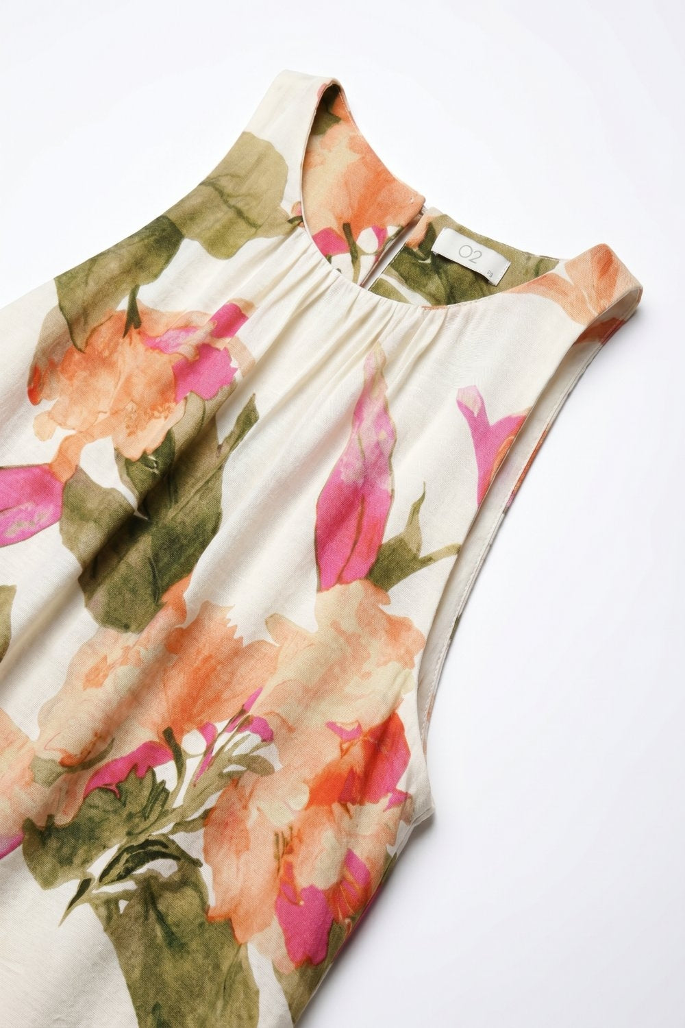 Robe maxi sans manches tissée légère à imprimé floral crème coupe décontractée