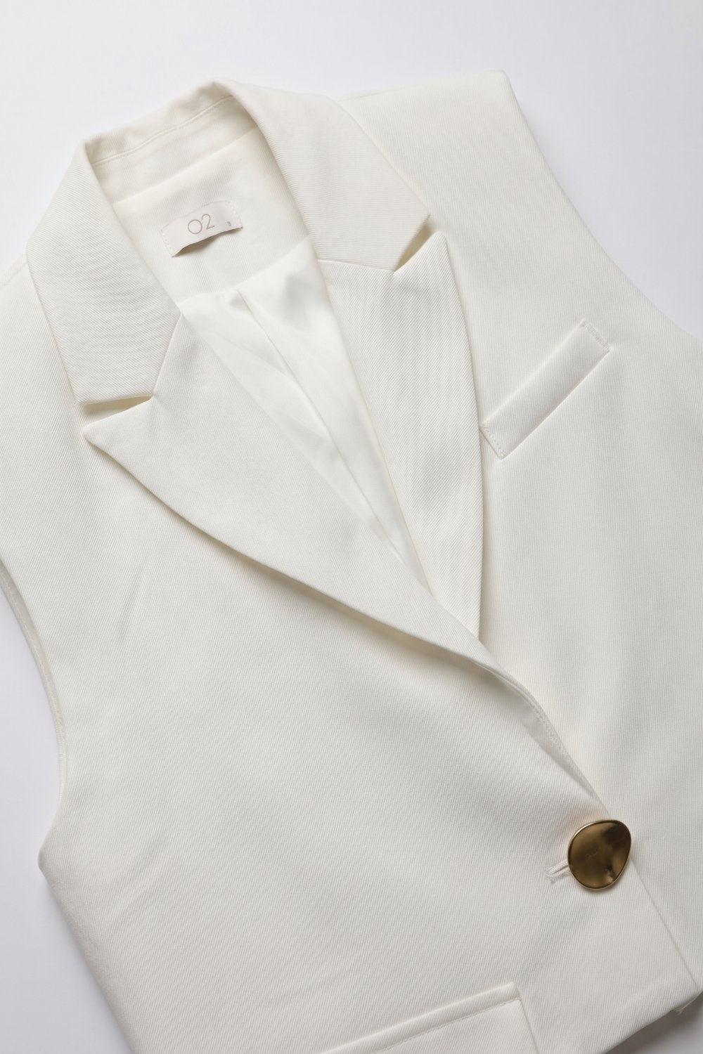 Gilet Court à Revers Châle Blanc Tissé sur Mesure à Un Bouton