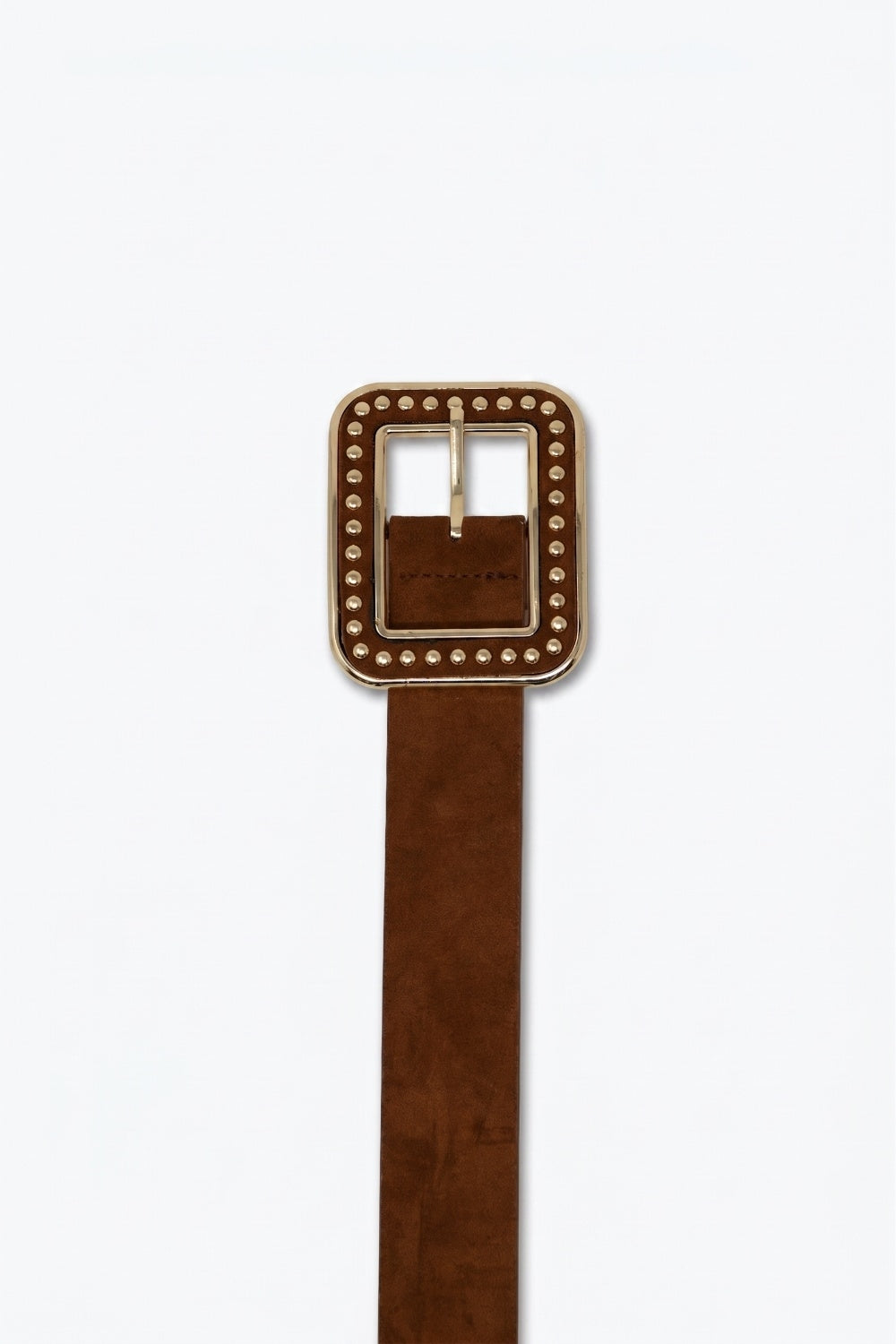 Ceinture large en similicuir camel avec boucle carrée cloutée