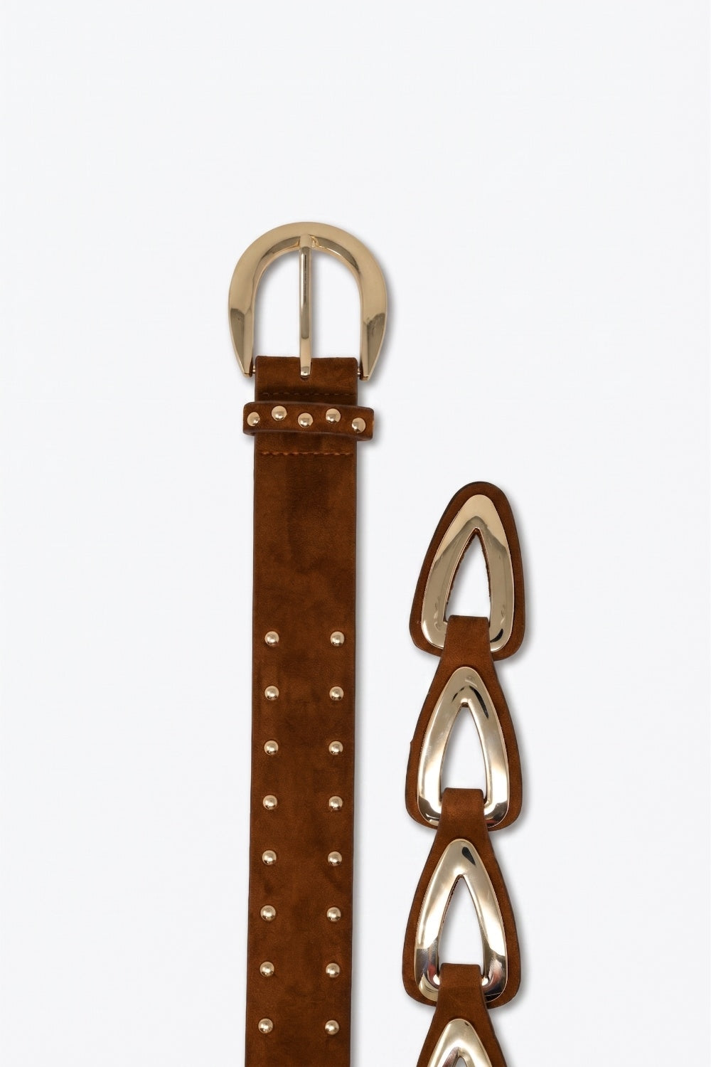 Ceinture à taille avec boucle western marron en similicuir clouté