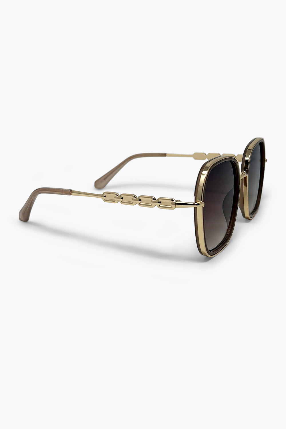 Lunettes de soleil en métal surdimensionnées avec monture carrée dégradée marron
