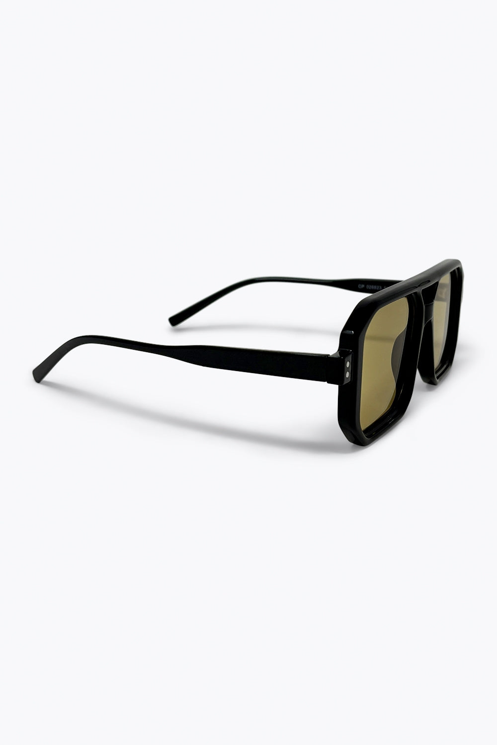Lunettes de soleil surdimensionnées carrées à monture géométrique noire et verres teintés olive