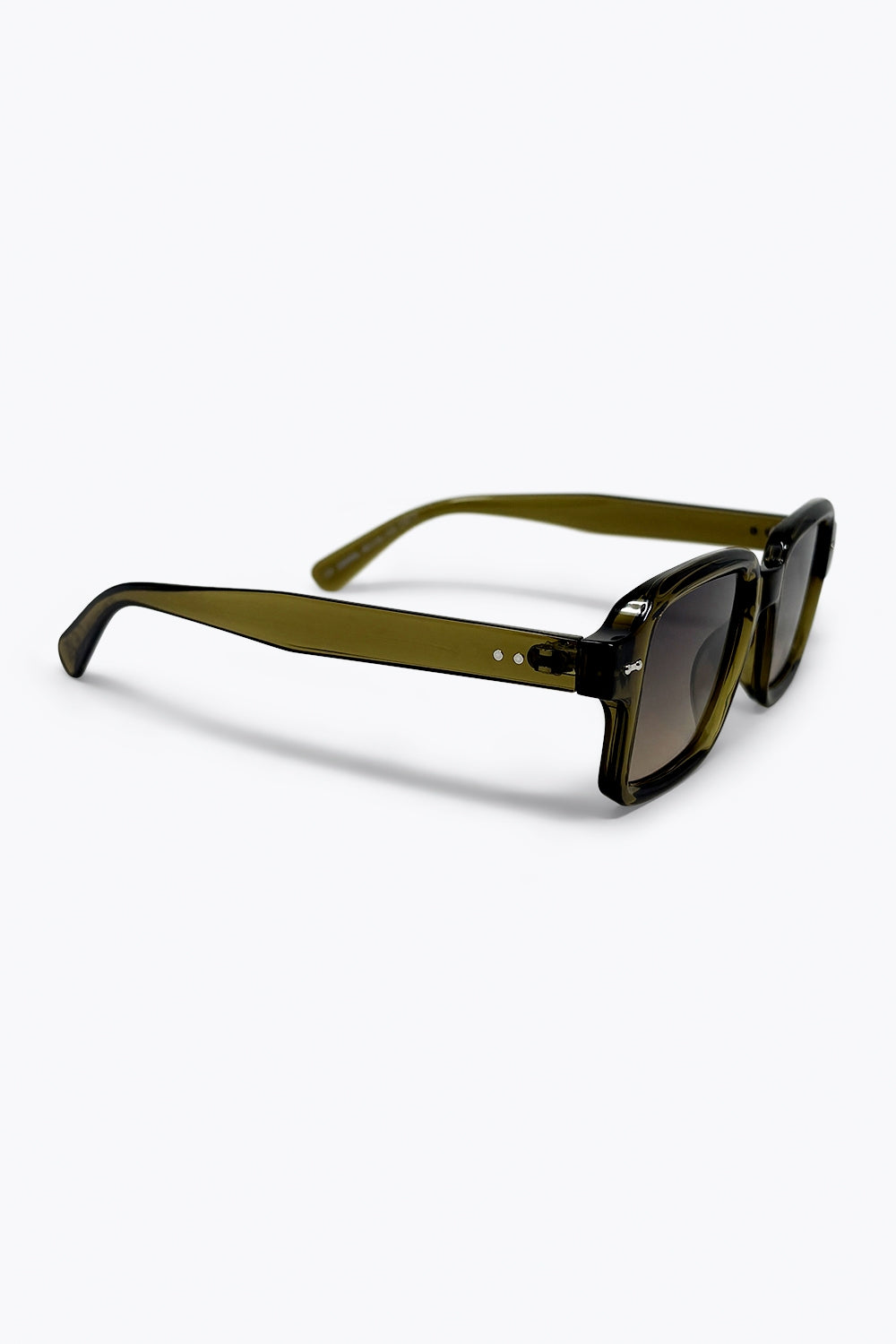Lunettes de soleil urbaines carrées à dégradé olive