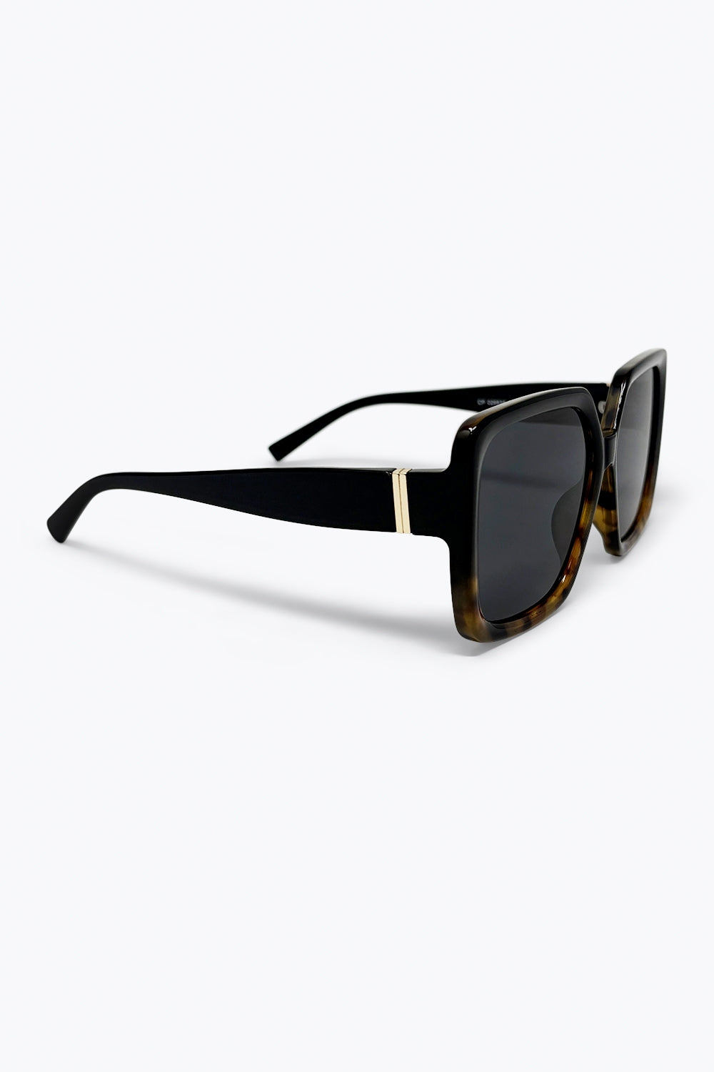 Lunettes de soleil marron écaille de tortue à monture carrée oversize avec verres dégradés noirs