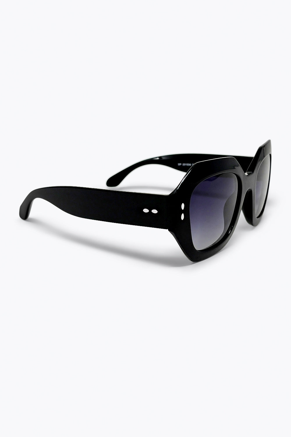 Lunettes de soleil à verres dégradés avec monture géométrique noire surdimensionnée
