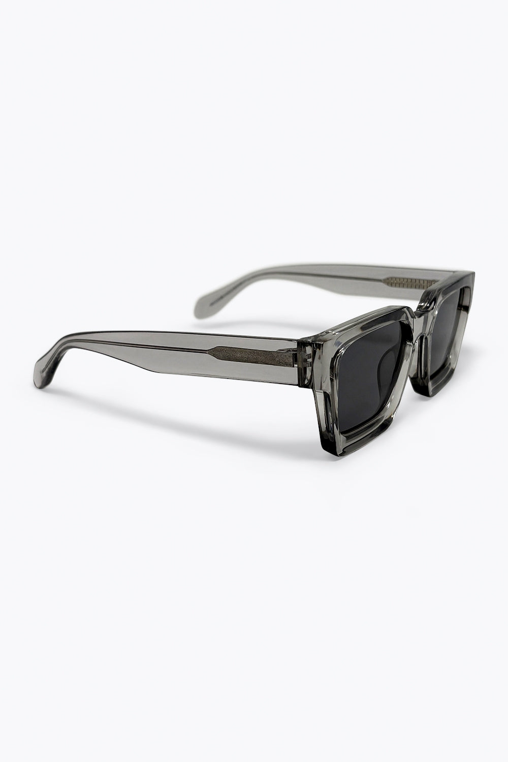 Lunettes de soleil à monture carrée transparente grise avec verres foncés