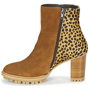 Bottines femmes Philippe Morvan LOKS V1 VELOURS CAMEL/LEOP Marron
