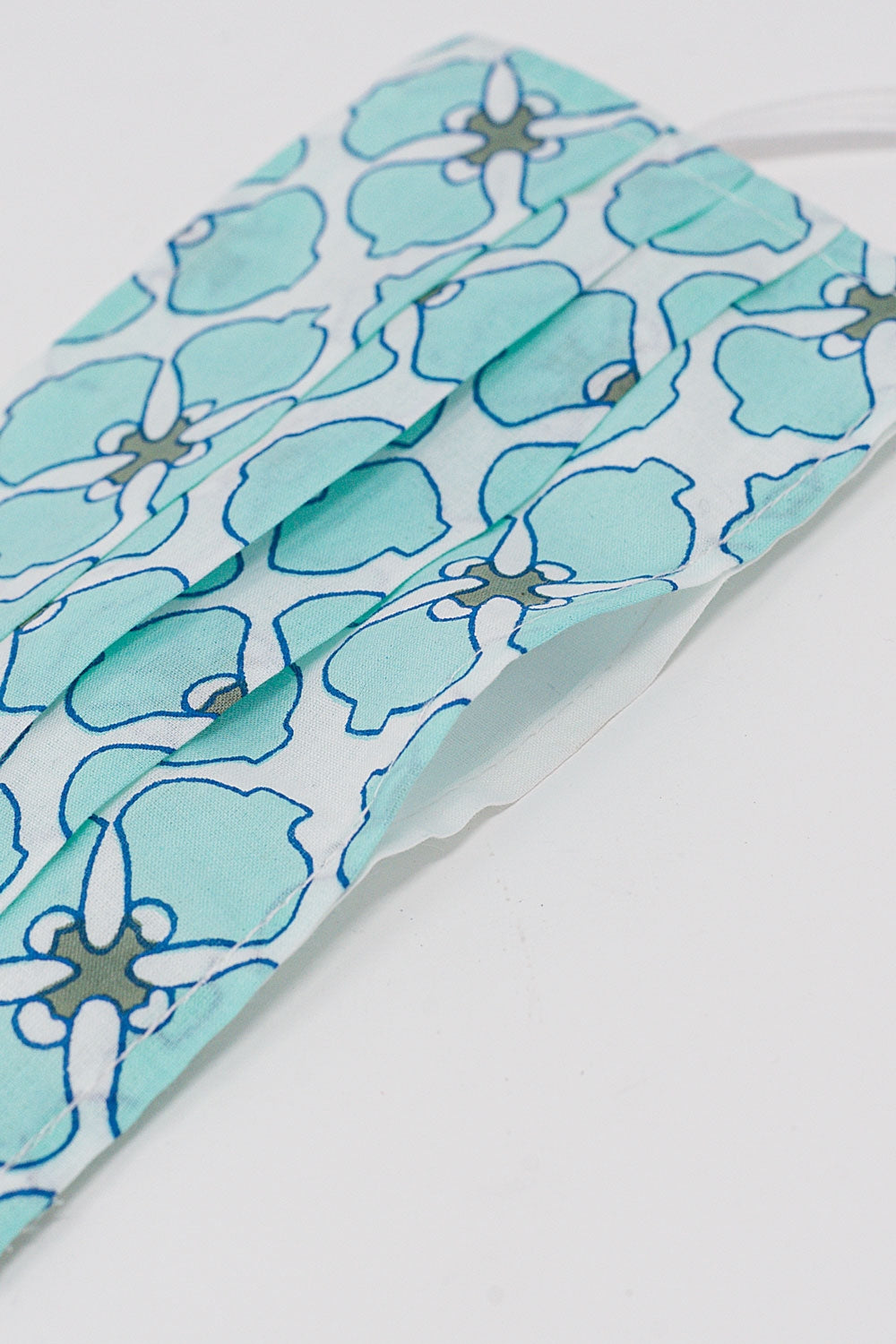 2 PACK Masque coton organique imprimé fleurs en vert et turquoise