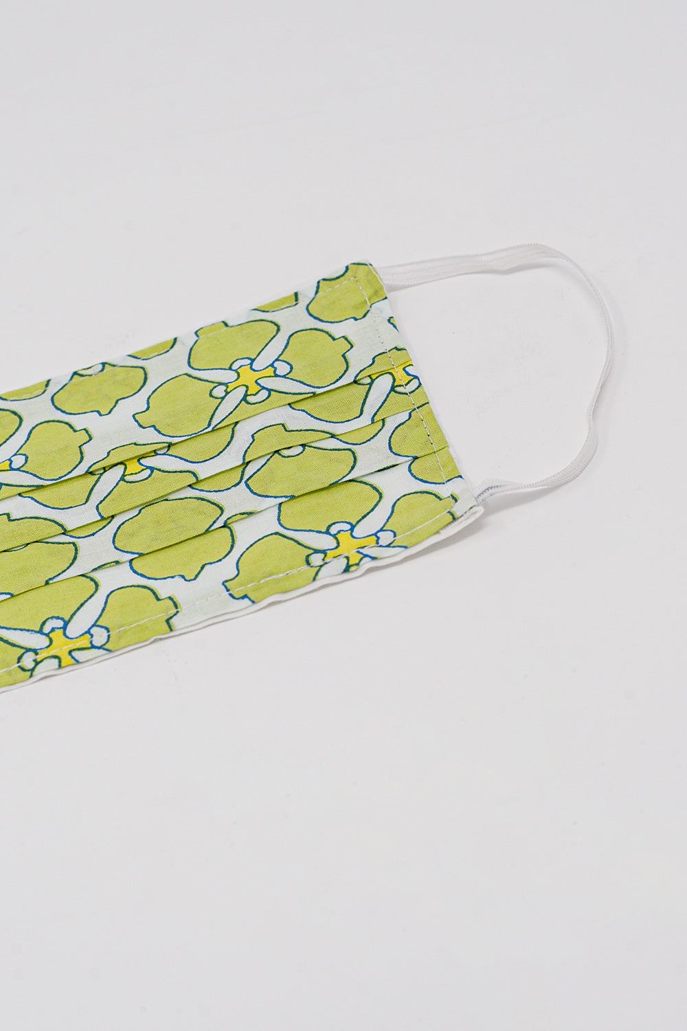 2 PACK Masque coton organique imprimé fleurs en vert et turquoise