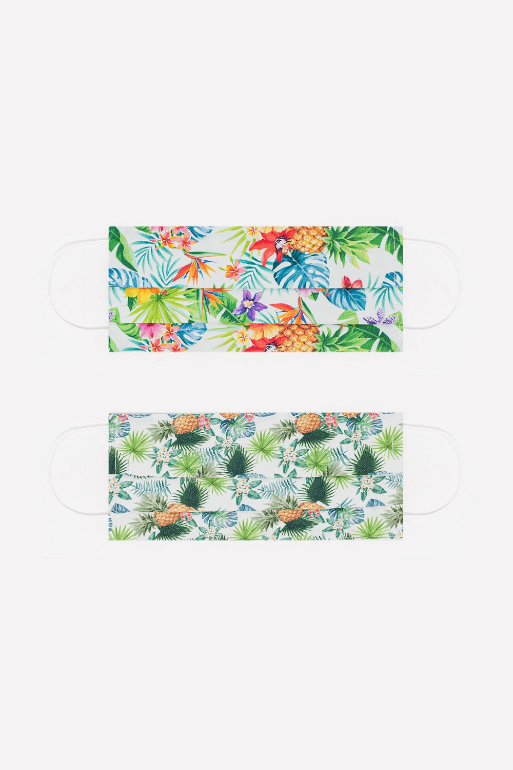 Q2 2 PACK Masque imprimé palmiers tropicaux et ananas