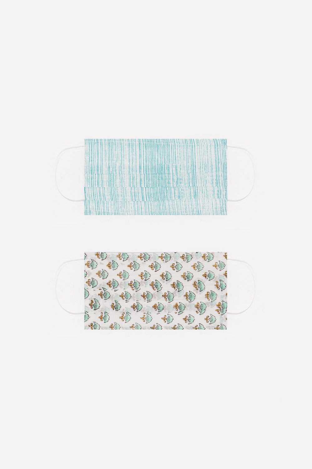 Q2 2 PACK Masque turquoise imprimé coton organique