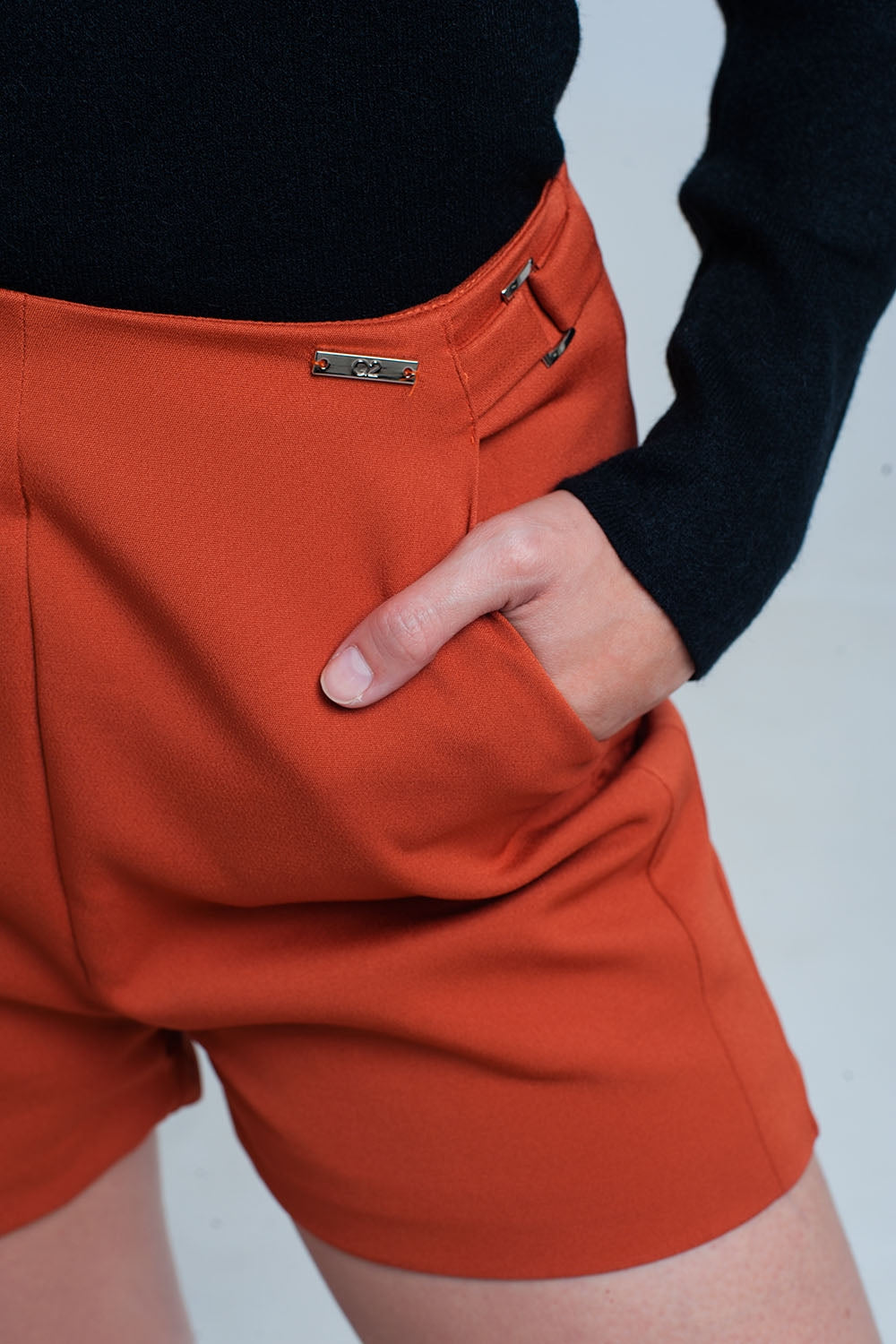 Short taille haute orange