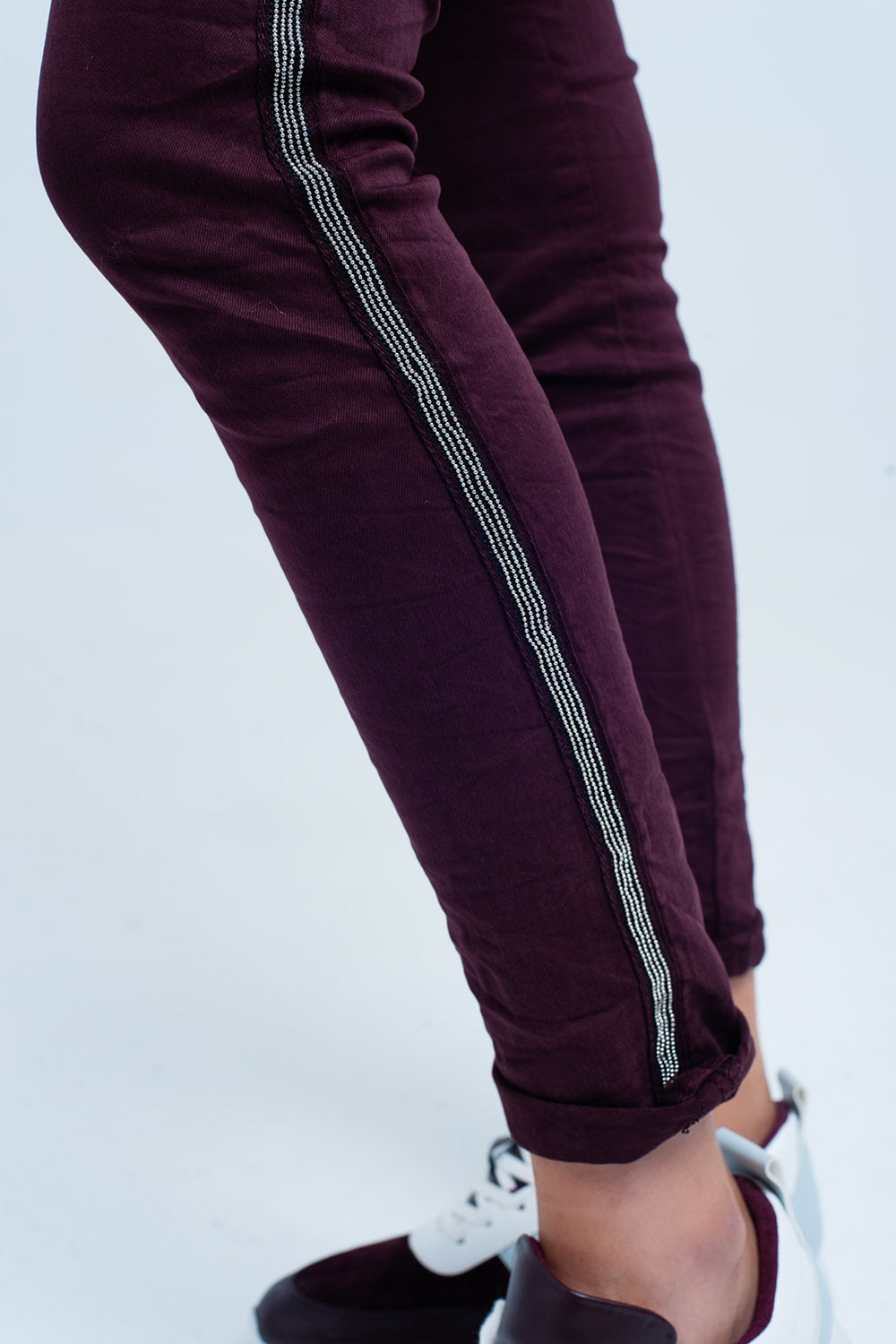 Jean skinny Bourdeaux avec rayure métallisée sur le côté